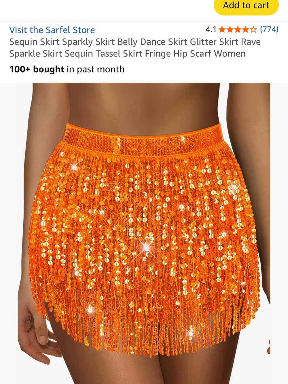 Beaded Fringe Orange “Skirt” - Picture 3 of 3